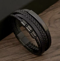 Selekt Black Leather Bracelet — Multilayer